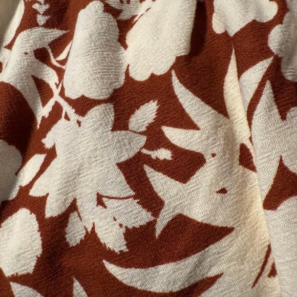 Universal Thread Floral Tiered Midi Skirt, Burnt Orange & Cream, Plus Size 4XL - Picture 4 of 6